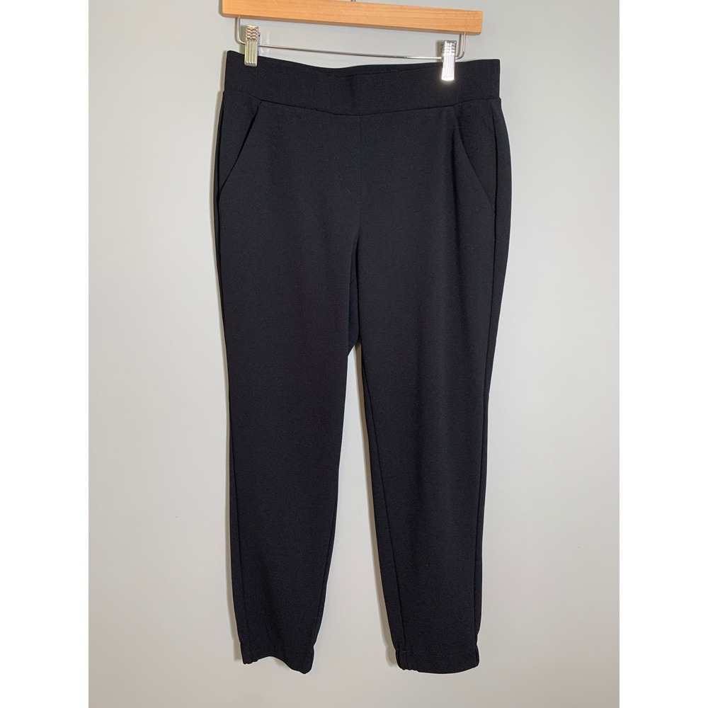 NEW LOFT Ankle Pants Women Small Black Pull On Tapered Elastic Waist Pockets